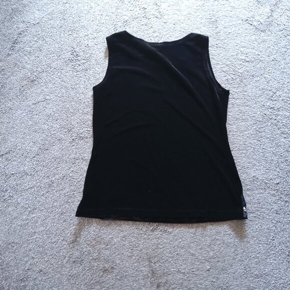 NOTATIONS BLACK VELVET SLEEVELESS TOP - Picture 2 of 2